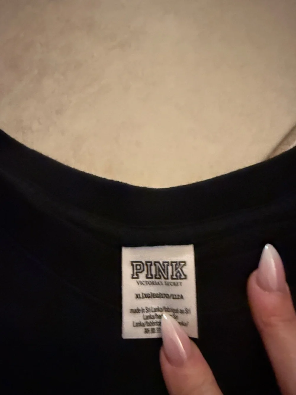 PINK Victoria's Secret Black Sweatshirt with Pink & Gray Tie-Dye Hem - Picture 4 of 4